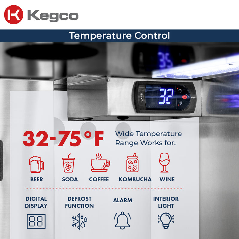 Kegco 24" Wide Triple Tap Panel Ready Overlay Built-In Left Hinge ADA Kegerator
