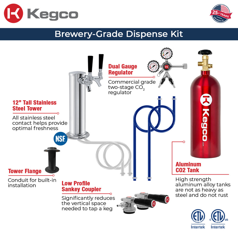 Kegco 24" Wide Dual Tap Panel Ready Overlay Built-In Right Hinge ADA Kegerator