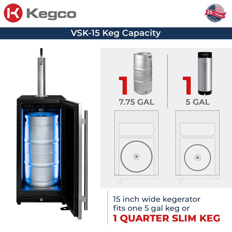 Kegco 30" Wide Side-by-Side Dual Zone Wine Refrigerator and Single Tap Kegerator
