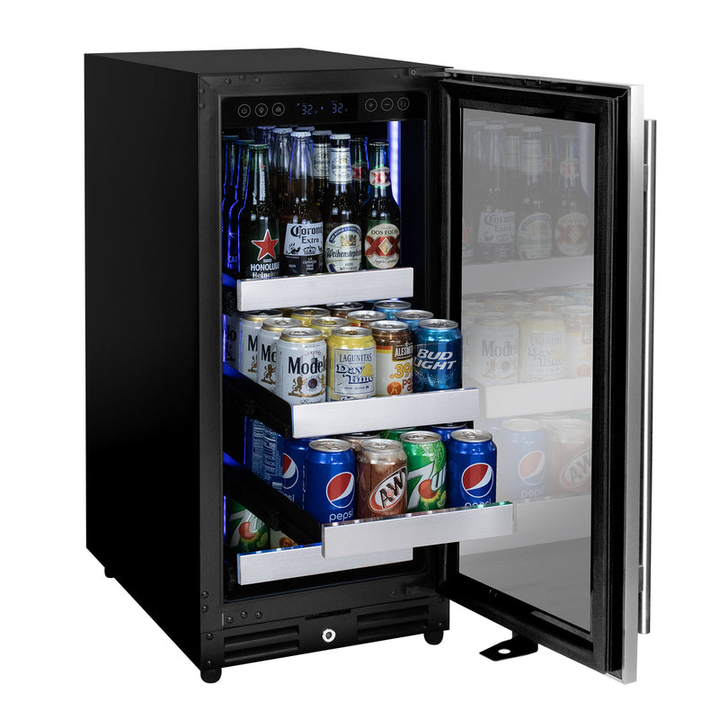 Kegco 15" Wide Reserva Series Stainless Steel Right Hinge Beverage Center