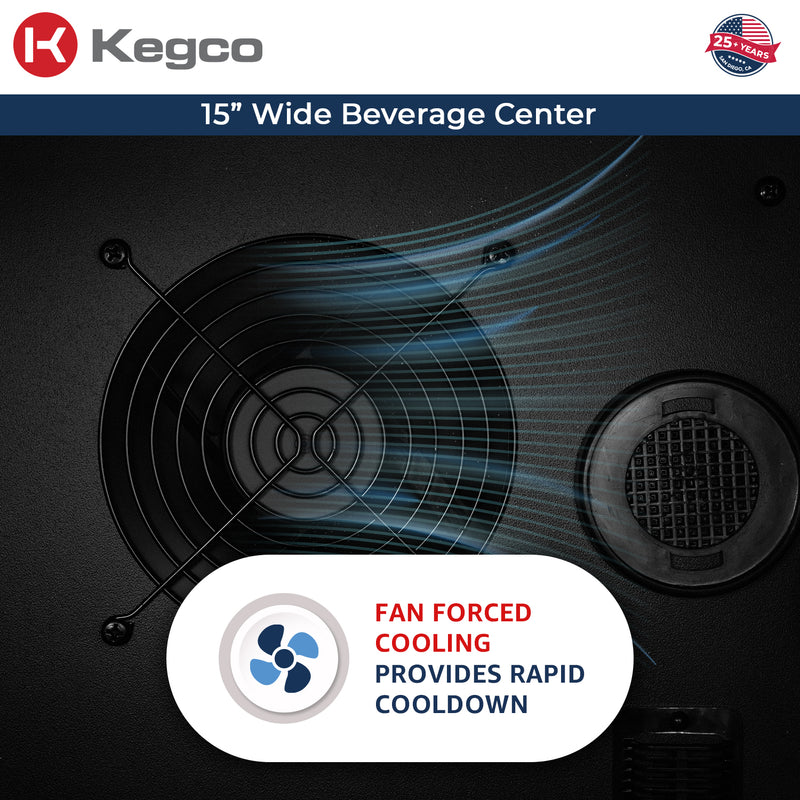 Kegco 15" Wide Reserva Series Stainless Steel Right Hinge Beverage Center