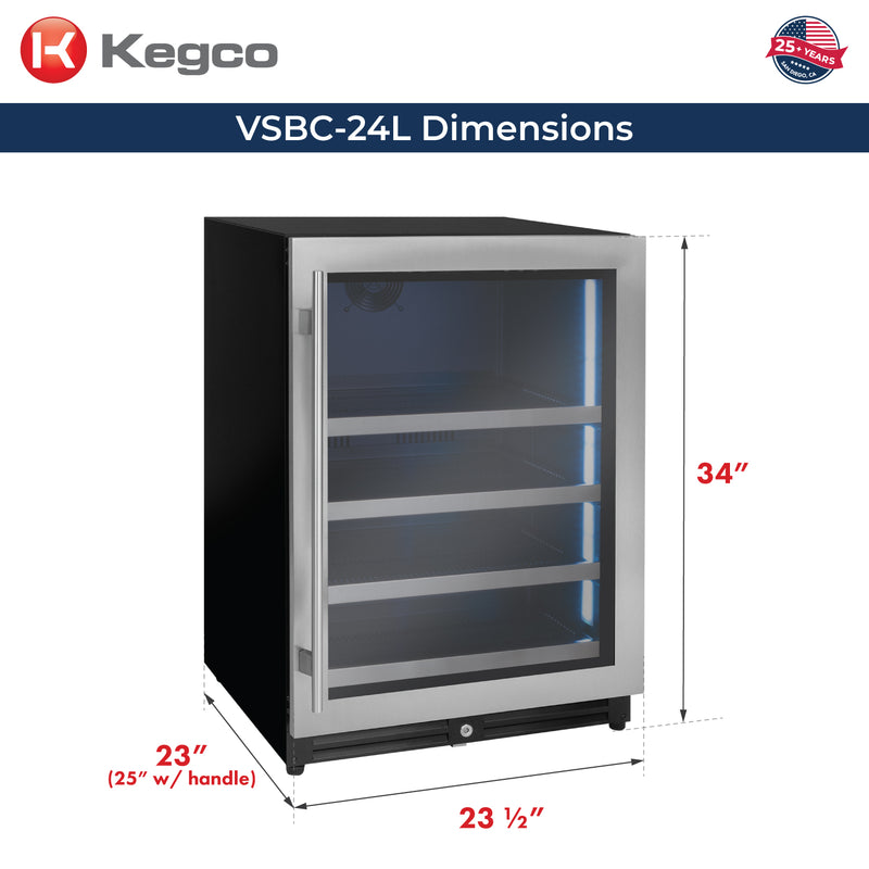 Kegco 24" Wide Reserva Series Stainless Steel Right Hinge Beverage Center