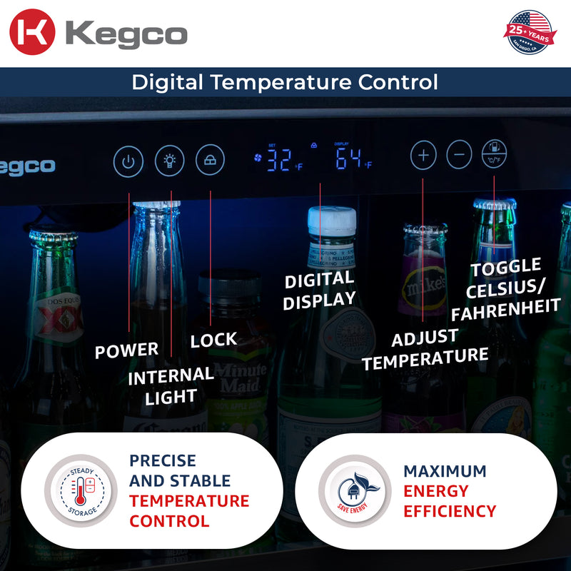 Kegco 24" Wide Reserva Series Stainless Steel Right Hinge Beverage Center