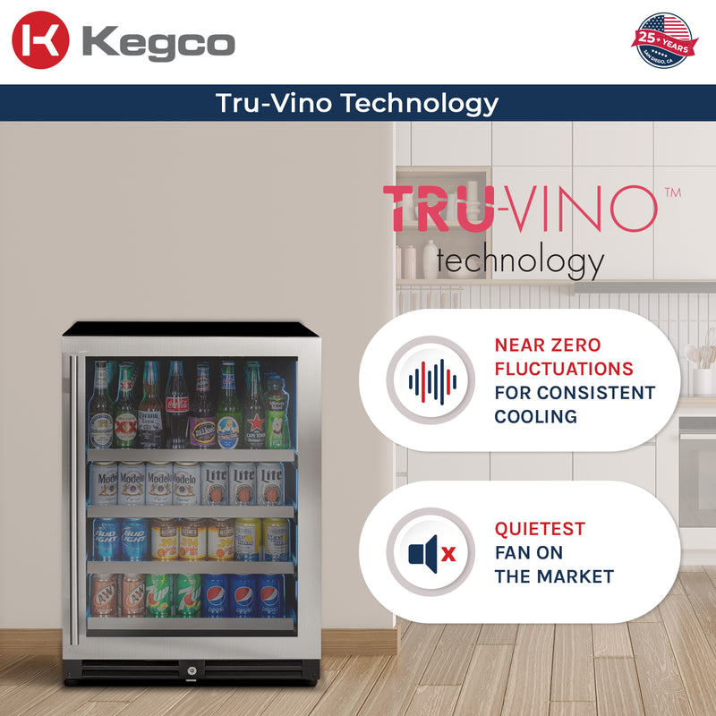 Kegco 24" Wide Reserva Series Stainless Steel Right Hinge Beverage Center