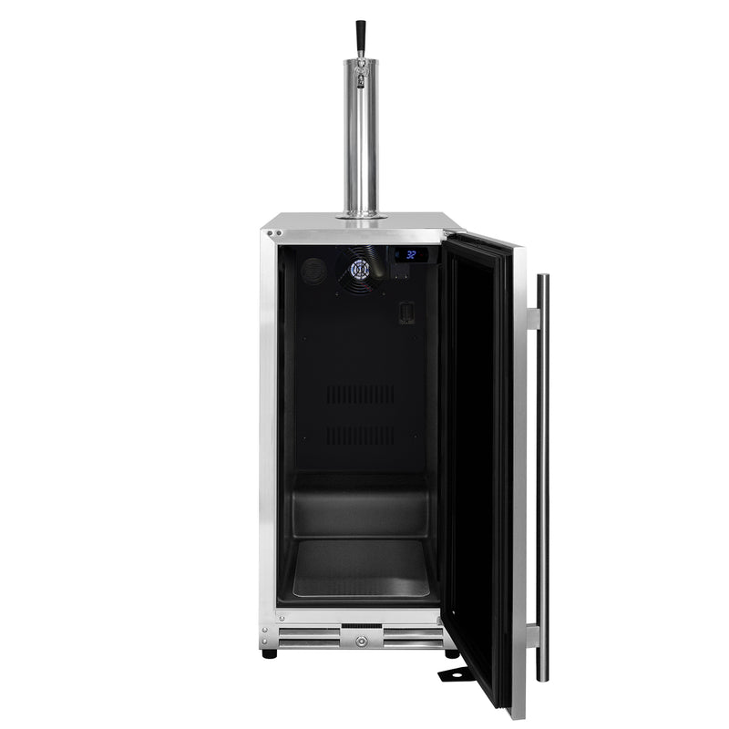 Kegco 15" Wide Outdoor Stainless Steel Built-In Right Hinge Kegerator