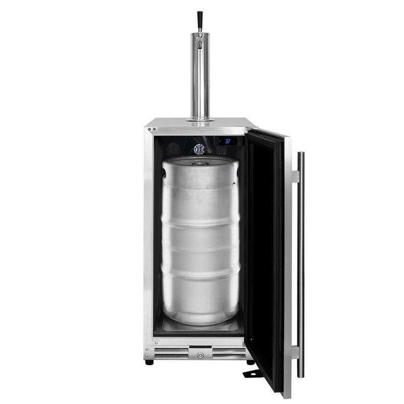 Kegco 15" Wide Outdoor Stainless Steel Built-In Right Hinge Kegerator