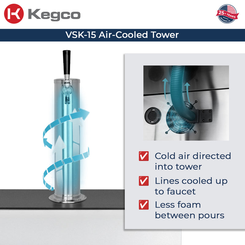 Kegco 15" Wide Outdoor Stainless Steel Built-In Right Hinge Kegerator