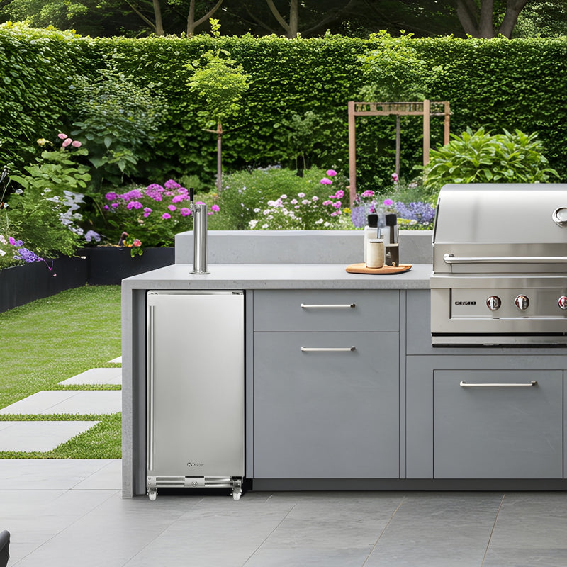 Kegco 15" Wide Outdoor Stainless Steel Built-In Right Hinge Kegerator