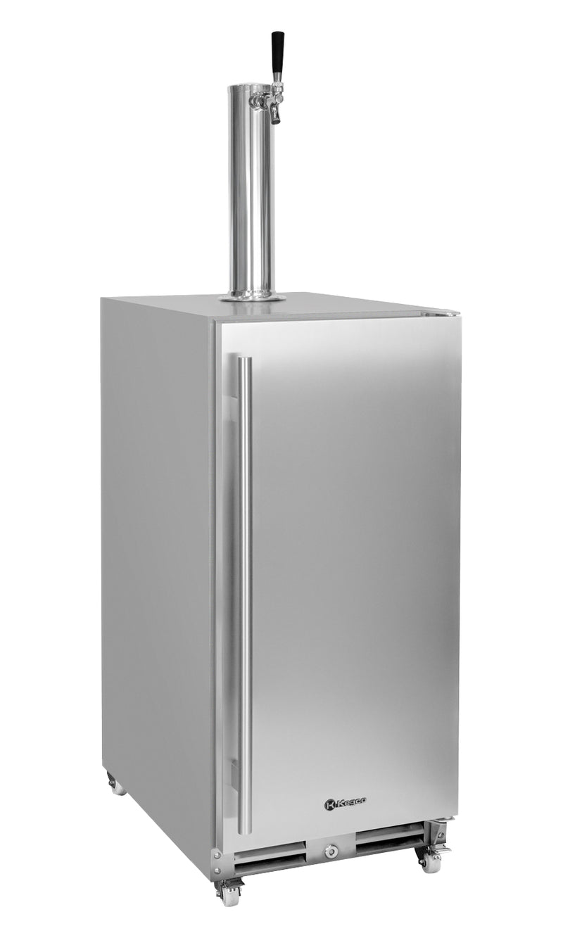 Kegco 15" Wide Outdoor Homebrew Stainless Steel Built-In Right Hinge Kegerator