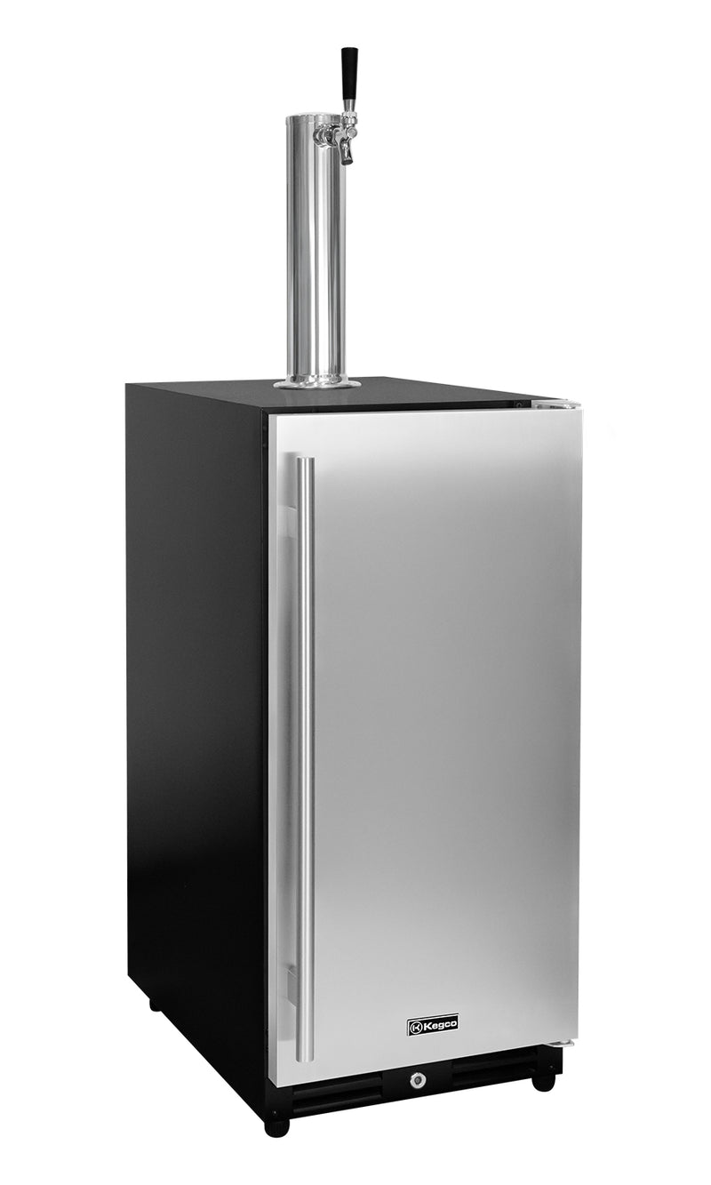 Kegco 15" Wide Undercounter Homebrew Stainless Steel Door Built-In Right Hinge Kegerator