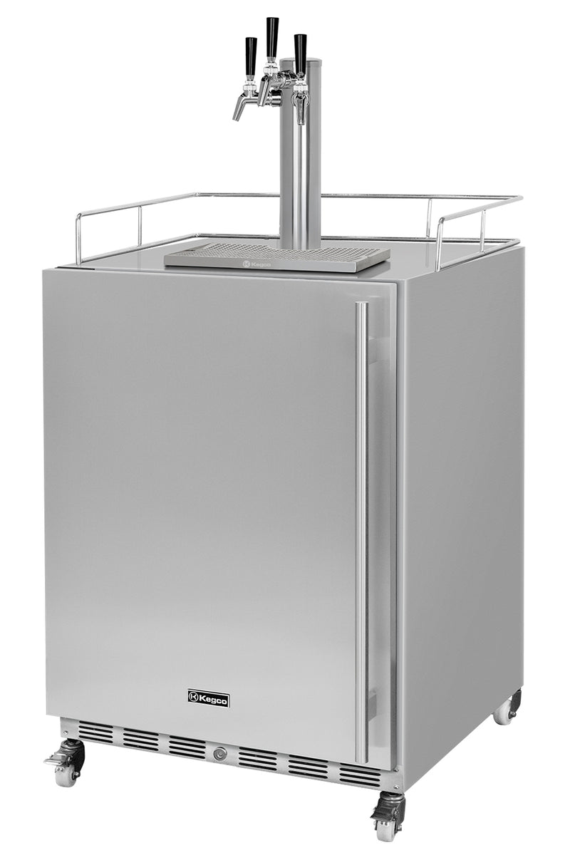 Kegco V24OSSL-3 triple tap left hinge 24 inch outdoor kegerator