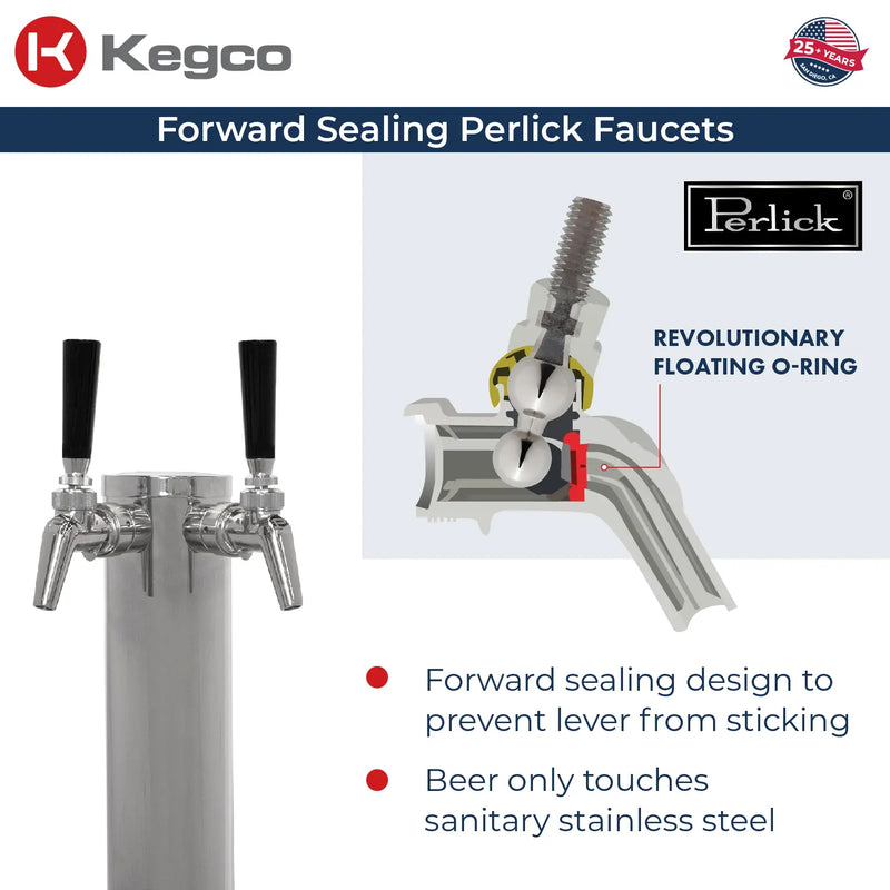 Kegco New 2026 Kegerator 24" Wide Commercial Outdoor Dual Tap Stainless Steel Right Hinge with X-clusive Dispense Kit