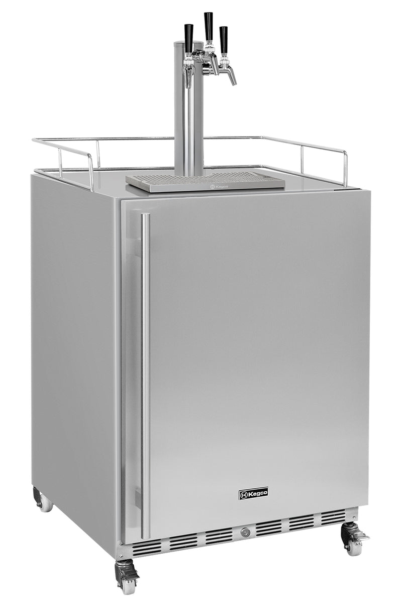 Kegco New 2026 Kegerator 24" Wide Commercial Outdoor Triple Tap Stainless Steel Right Hinge with X-clusive Dispense Kit