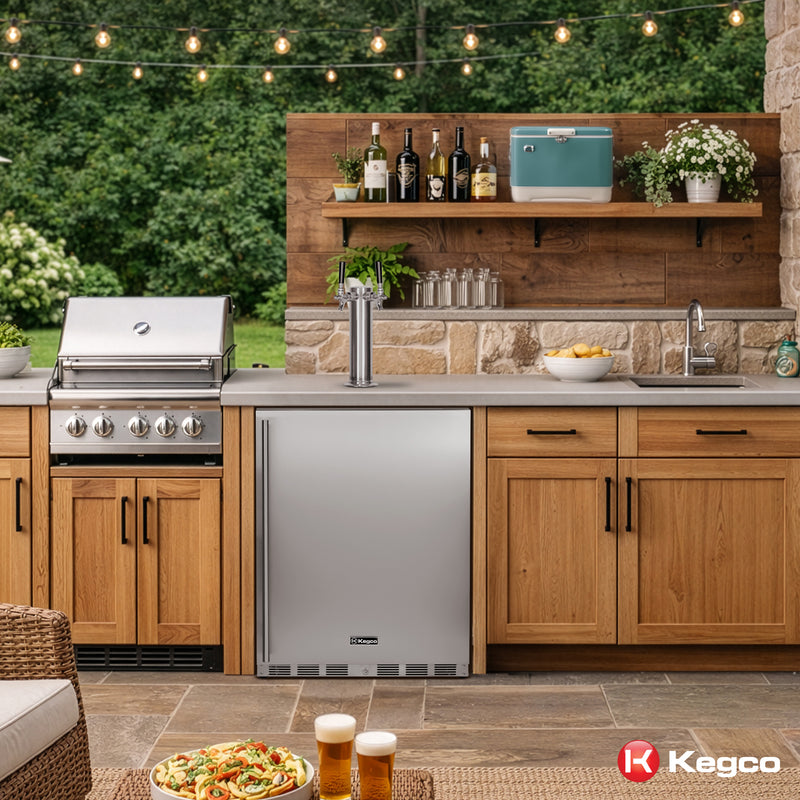 built-in or freestanding outdoor kegerator