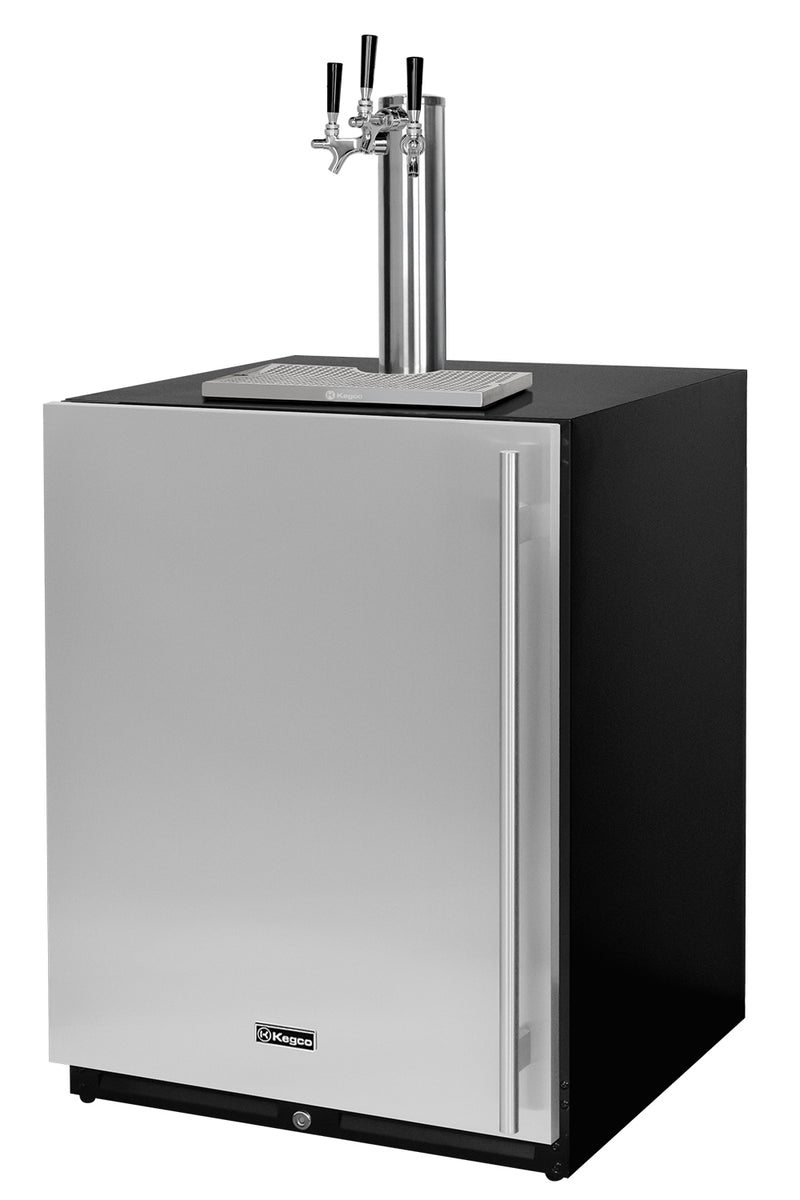 Kegco New 2026 Kegerator 24" Wide Ultimate Triple Tap Stainless Steel Built-In Left Hinge with X-clusive Dispense Kit