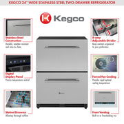 Kegco VSRD24-2SS two drawer beverage center refrigerator
