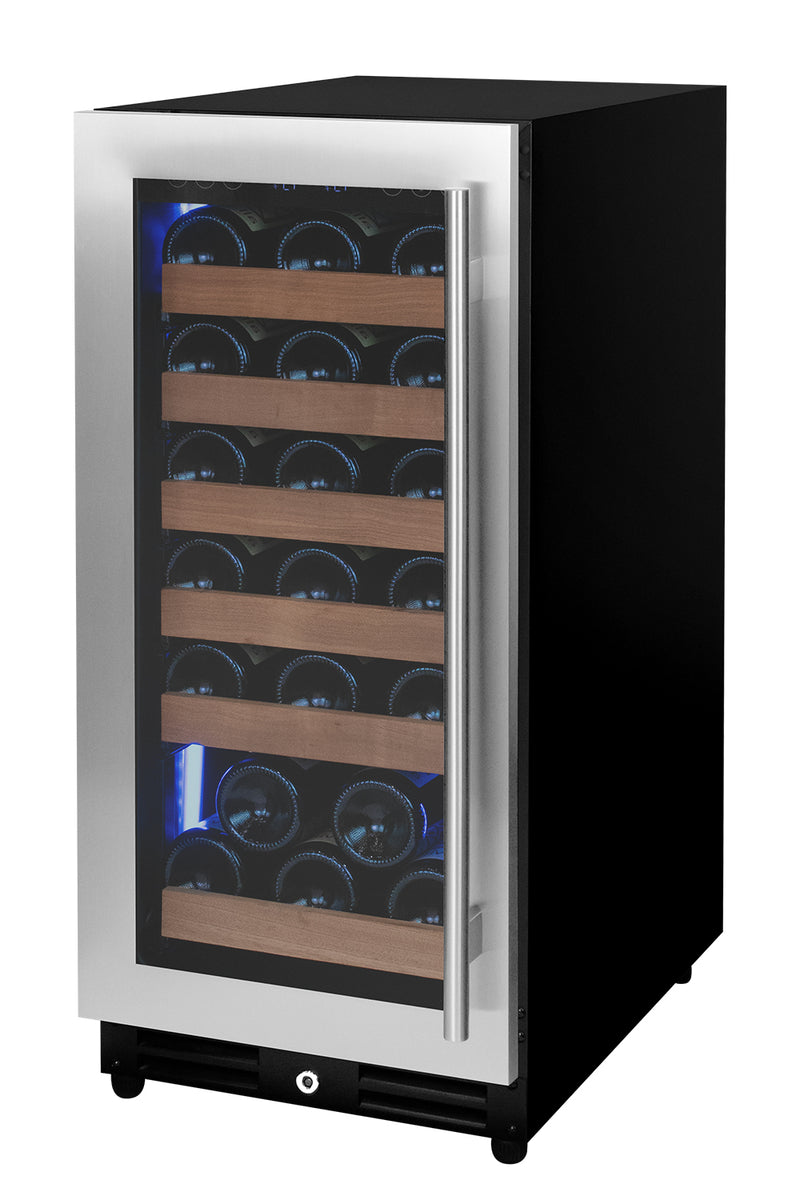 Allavino 15" Wide Reserva Series 30 Bottle Single Zone Stainless Steel Left Hinge Wine Refrigerator