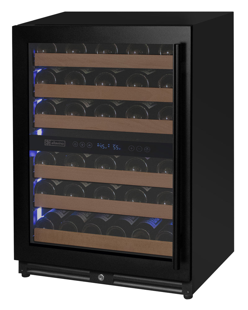 Allavino Reserva Series - 51 Bottle Dual Zone Built-in Luxury Wine Refrigerator with Black Door - Left Hinge