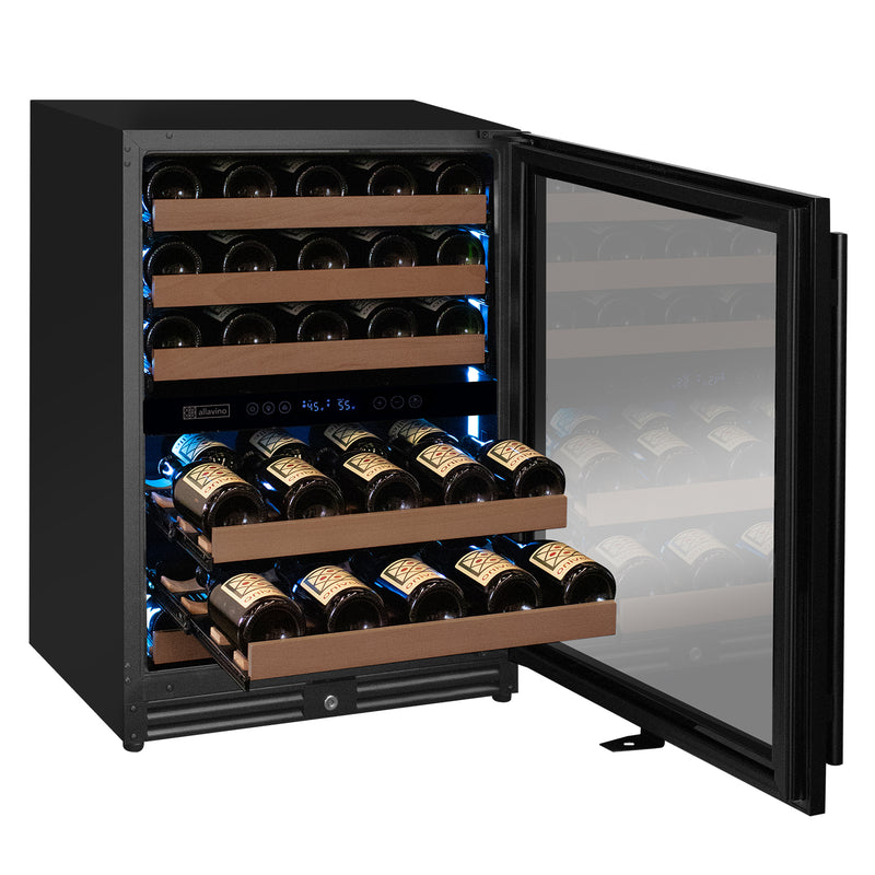 Allavino Reserva Series - 51 Bottle Dual Zone Built-in Luxury Wine Refrigerator with Black Door - Right Hinge