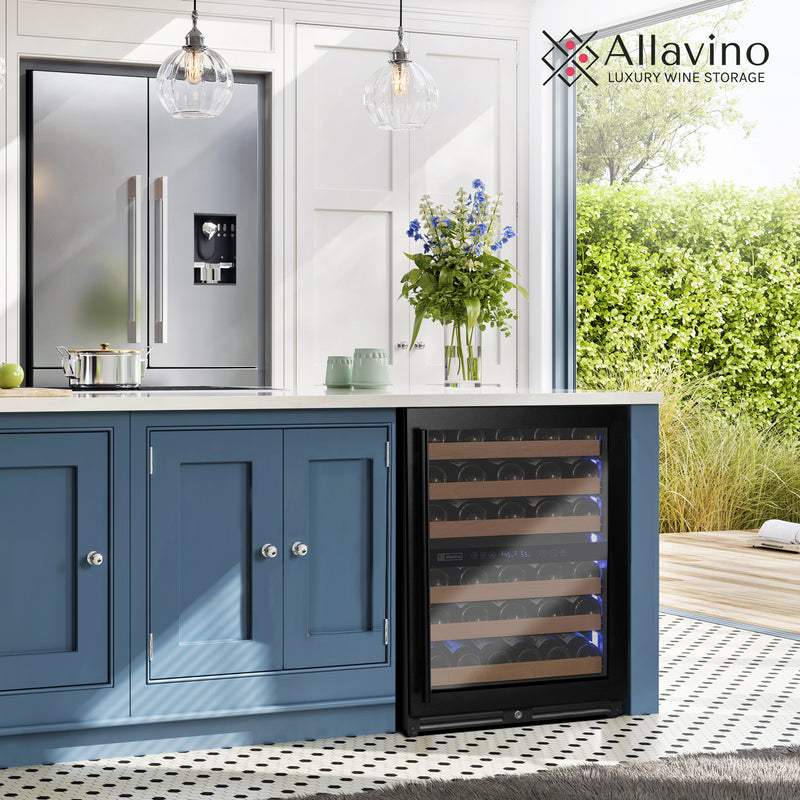 Allavino Reserva Series - 51 Bottle Dual Zone Built-in Luxury Wine Refrigerator with Black Door - Right Hinge