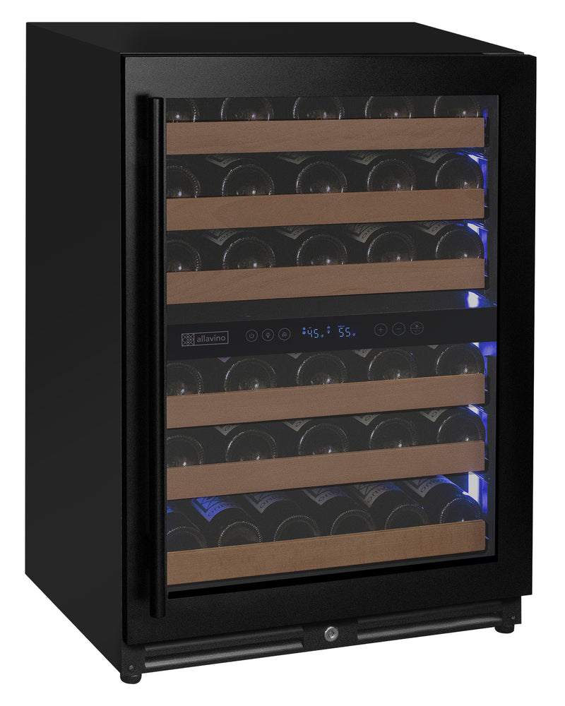 Allavino Reserva Series - 51 Bottle Dual Zone Built-in Luxury Wine Refrigerator with Black Door - Right Hinge