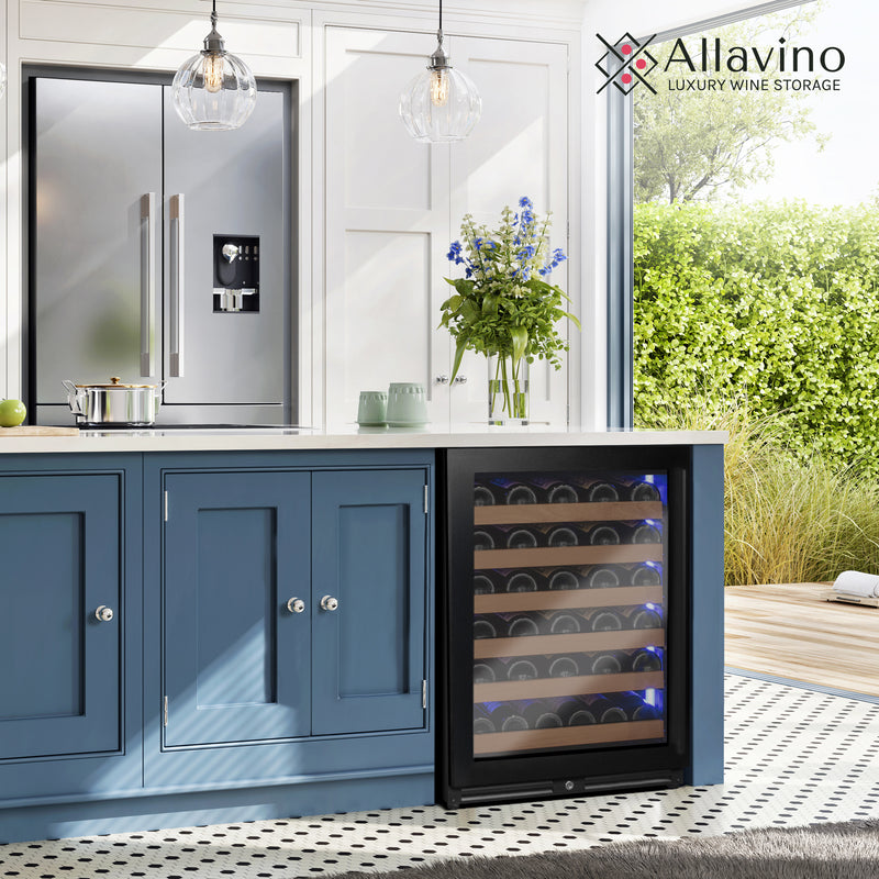 Allavino Reserva Series - 51 Bottle Single Zone Built-in Luxury Wine Refrigerator with Black Door - Left Hinge