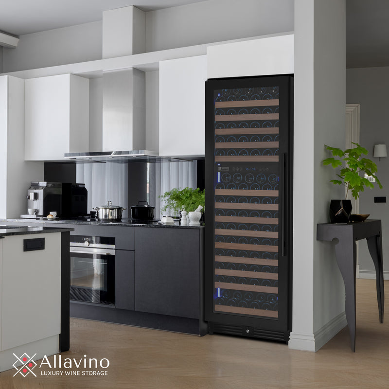 Allavino Reserva Series 172 Bottle Dual Zone Built-in Wine Refrigerator with Black Metal Door - Left Hinge