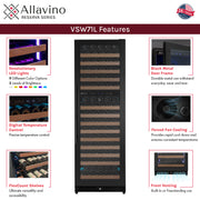 Allavino Reserva VSW71LD-2BR LED wine refrigerator features