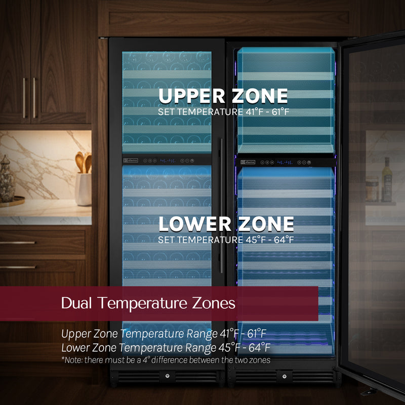 Allavino Reserva Series 172 Bottle Dual Zone Built-in Wine Refrigerator with Stainless Steel Door - Left Hinge