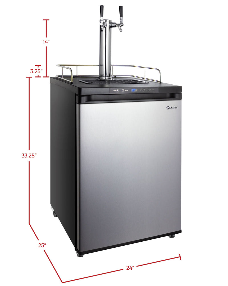 Kegco 24" Wide Dual Tap Stainless Steel Digital Carbonated Water Kegerator