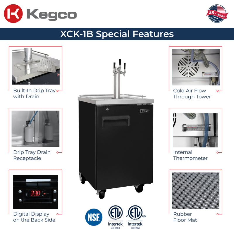 Kegco XCK-1B-3 kegerator features