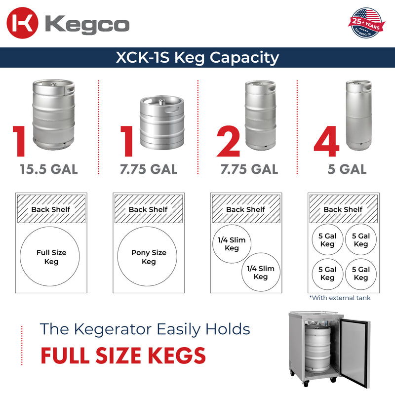 Kegco 24" Wide Four Tap All Stainless Steel Commercial Kegerator