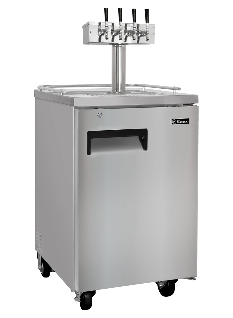 Kegco 24" Wide Four Tap All Stainless Steel Commercial Kegerator