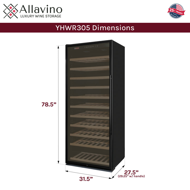 Allavino 32" Wide Vite II Tru-Vino 305 Bottle Single Zone Black Left Hinge Wine Refrigerator