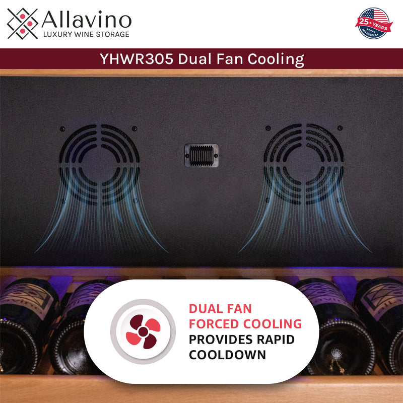 Allavino 32" Wide Vite II Tru-Vino 305 Bottle Single Zone Black Left Hinge Wine Refrigerator