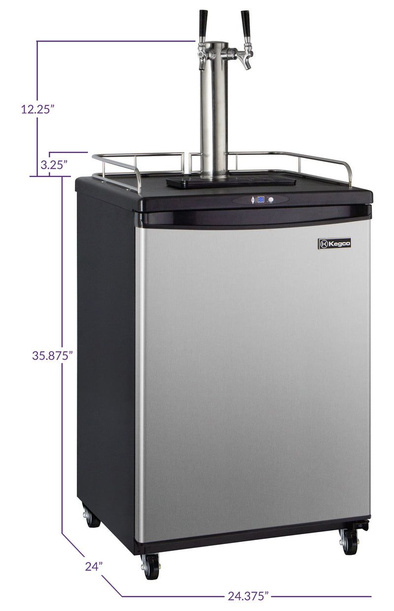 Kegco 24" Wide Homebrew Dual Tap Stainless Steel Commercial/Residential Kegerator