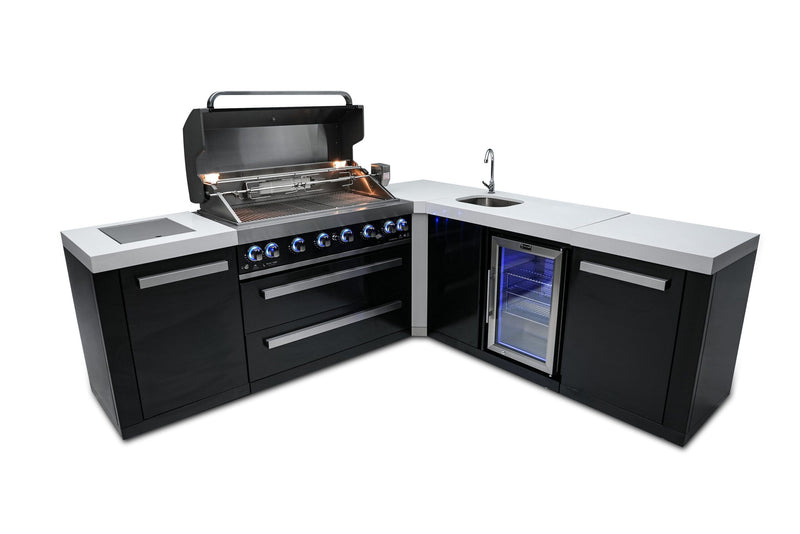 Mont Alpi 805 Black Stainless Steel Island with a 90 Degree Corner and Beverage Center - Image 3