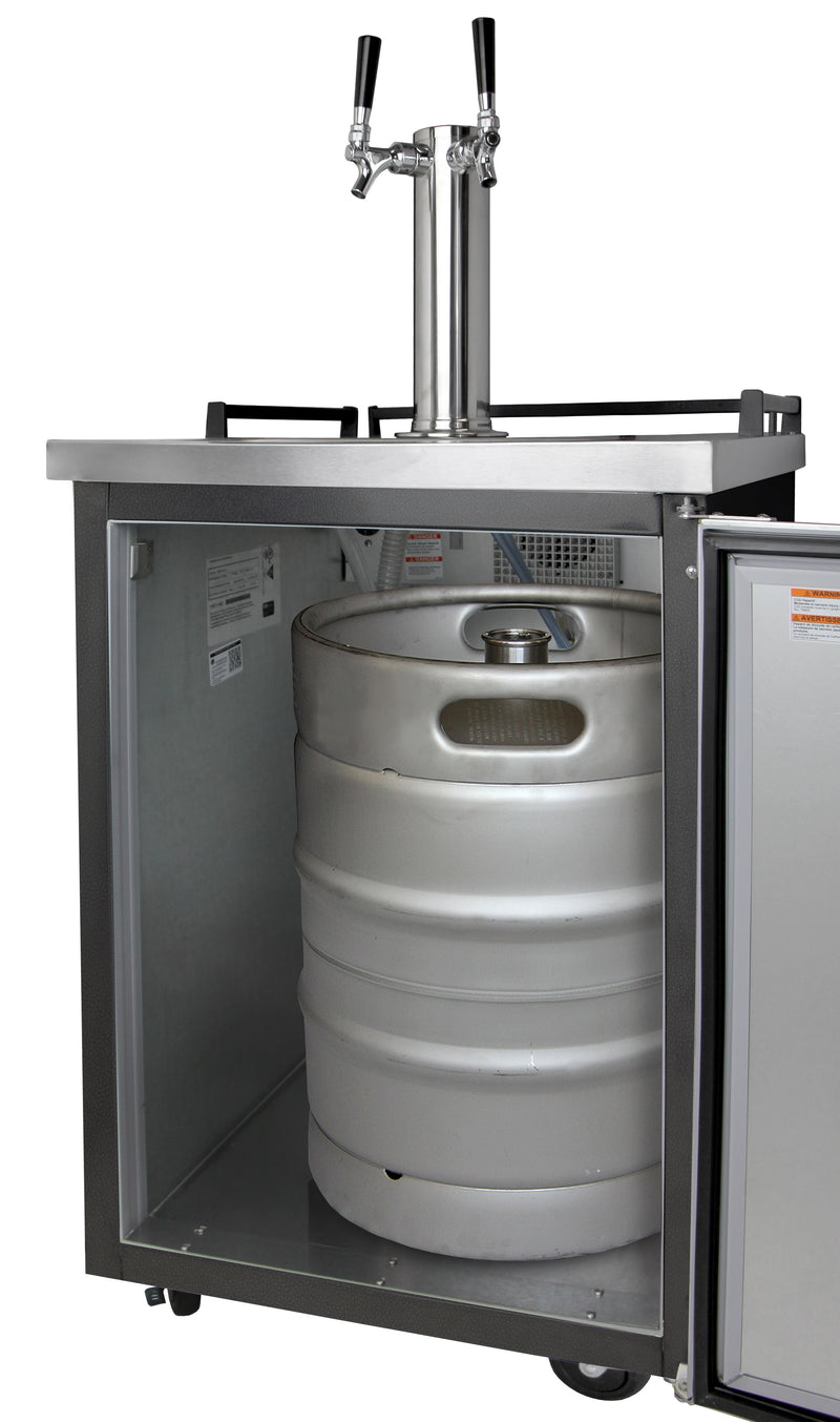 kegerator open door keg inside