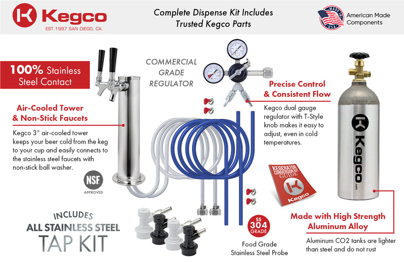 Kegco 24" Wide Homebrew Dual Tap Stainless Steel Kegerator