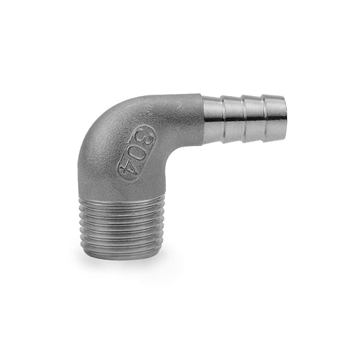 Stainless Steel 3/8" Hose Barb Elbow (1/2" MPT)    - Toronto Brewing