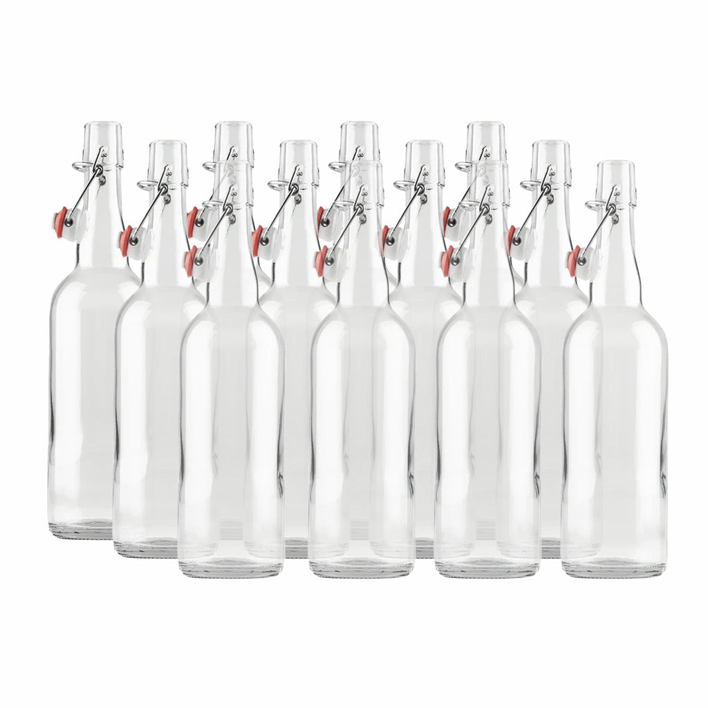 【CALEE】WEST POINT SWINGTOP Swingtop Glass Bottles | Clear Flip Top 750 ml | Case of 12