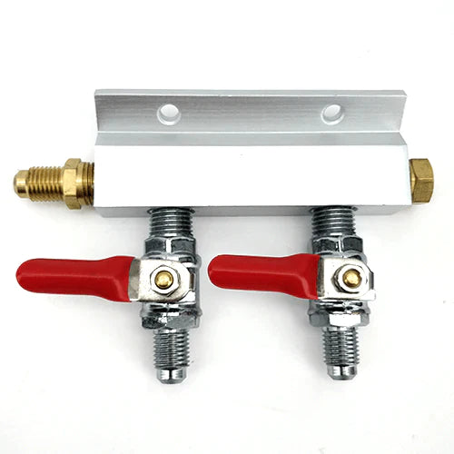 2 Way Gas Manifold Distributor with 1/4" MFL Check Valves    - Toronto Brewing