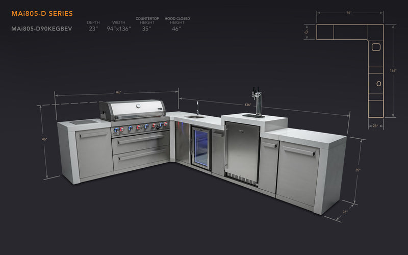 Mont Alpi 805 Deluxe Island with a 90 Degree Corner, Kegerator and Beverage Center - Image 2