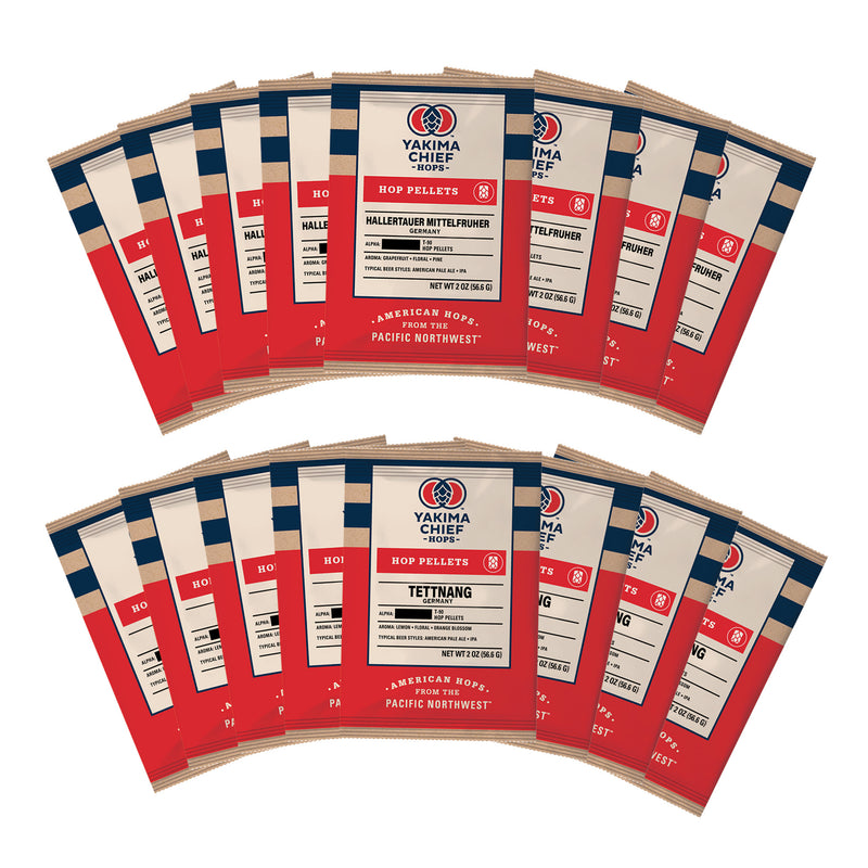 German Hallertau and Tettnang Pellet Hops Bundle 8  Pack   - Toronto Brewing