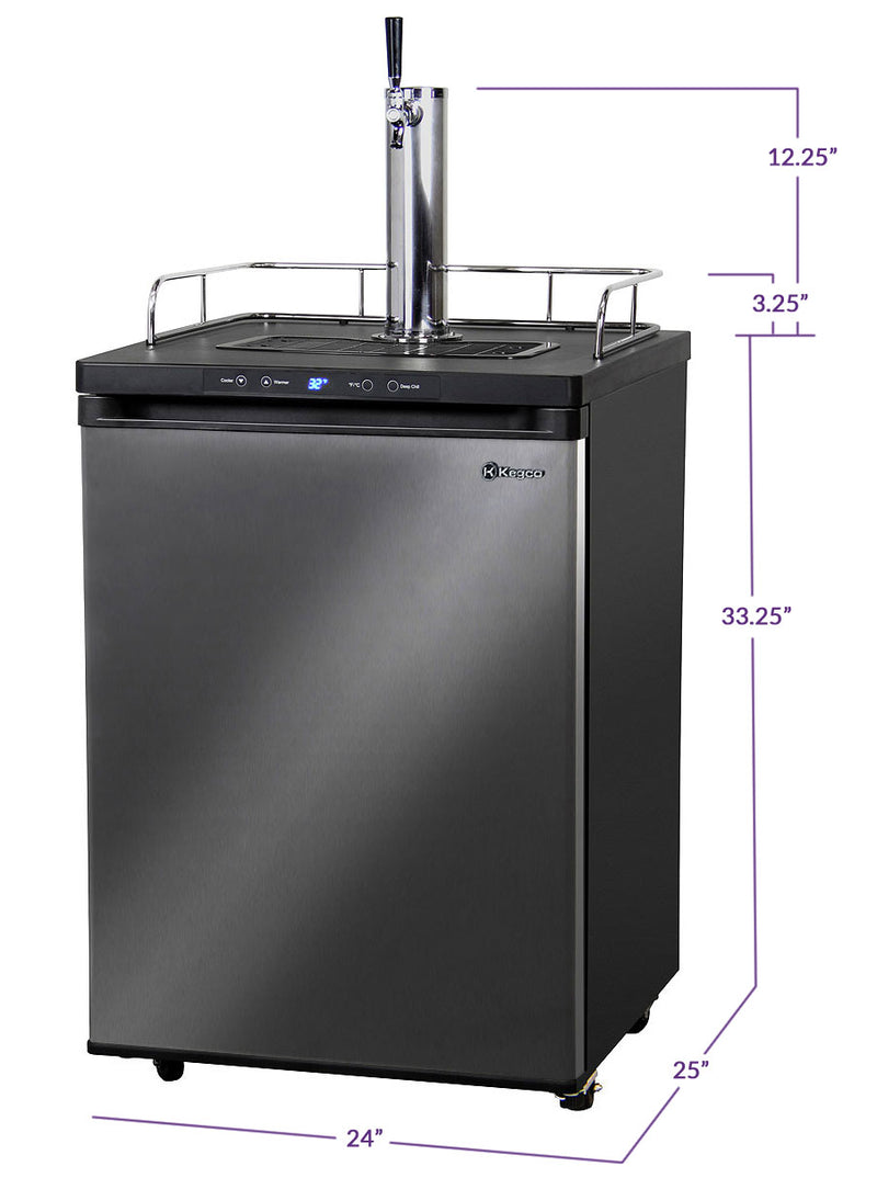 Kegco 24" Wide Single Tap Black Stainless Steel Digital Carbonated Water Kegerator
