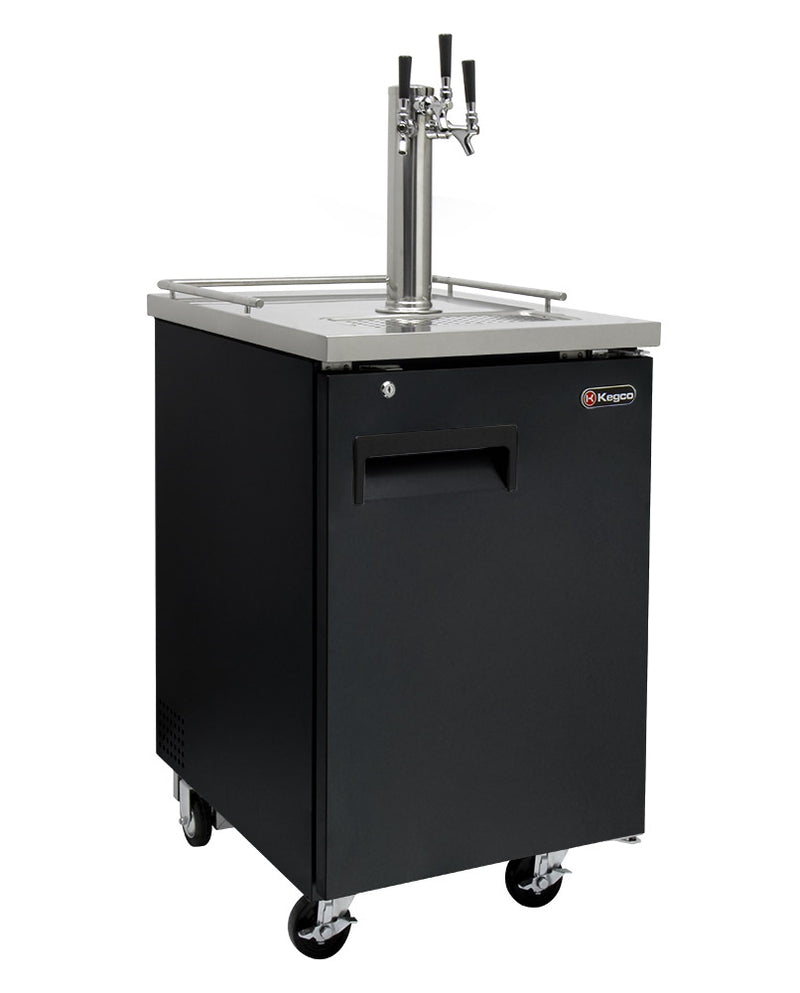 Kegco 24" Wide Cold Brew Coffee Triple Tap Black Commercial Kegerator