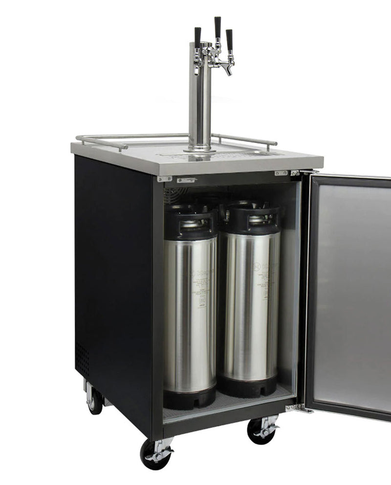 Kegco 24" Wide Cold Brew Coffee Triple Tap Black Commercial Kegerator