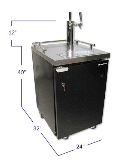 UBC KegMaster 24" Wide Dual Tap Black Commercial Kegerator