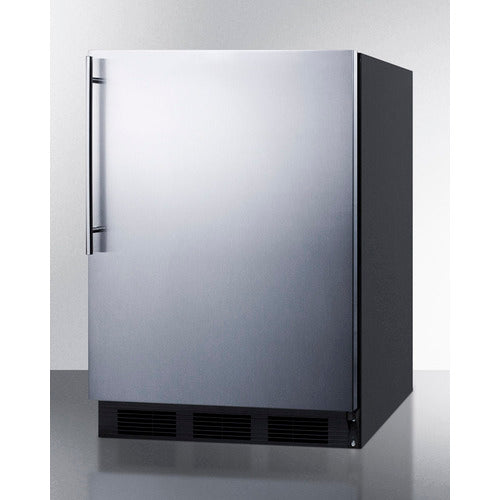Summit Accucold | 24" Wide All-Refrigerator, ADA Compliant (AL752BK) Stainless Front with Black Cabinet and Vertical Handle (AL752BKSSHV)   - Toronto Brewing