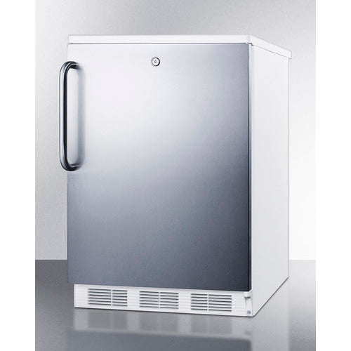 Summit Accucold | 24" Wide Accucold General Purpose Refrigerator-Freezer, Built-In (CT66LWBI) Stainless Steel Front and White Cabinet with Towel Bar Handle (CT66LWBISSTB)   - Toronto Brewing